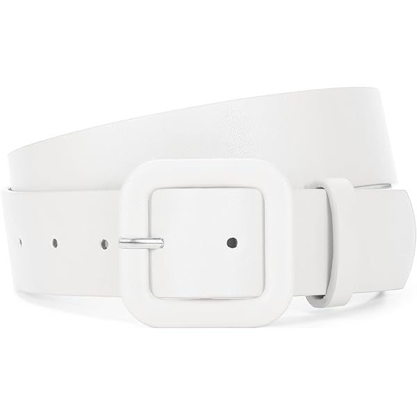 Allegra K Skinny Slim Thin Nonporous Waist Belt Rectangle Buckle